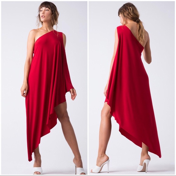norma kamali one shoulder dress
